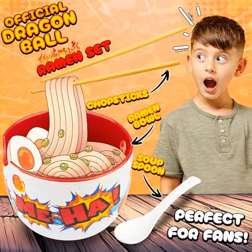 Get Trend Dragon Ball Ramen Bowl Set, Multicolour Ceramic Japanese Rice Noodles Bowl with Ceramic Spoon and Bamboo Chopsticks, 600ml – 2