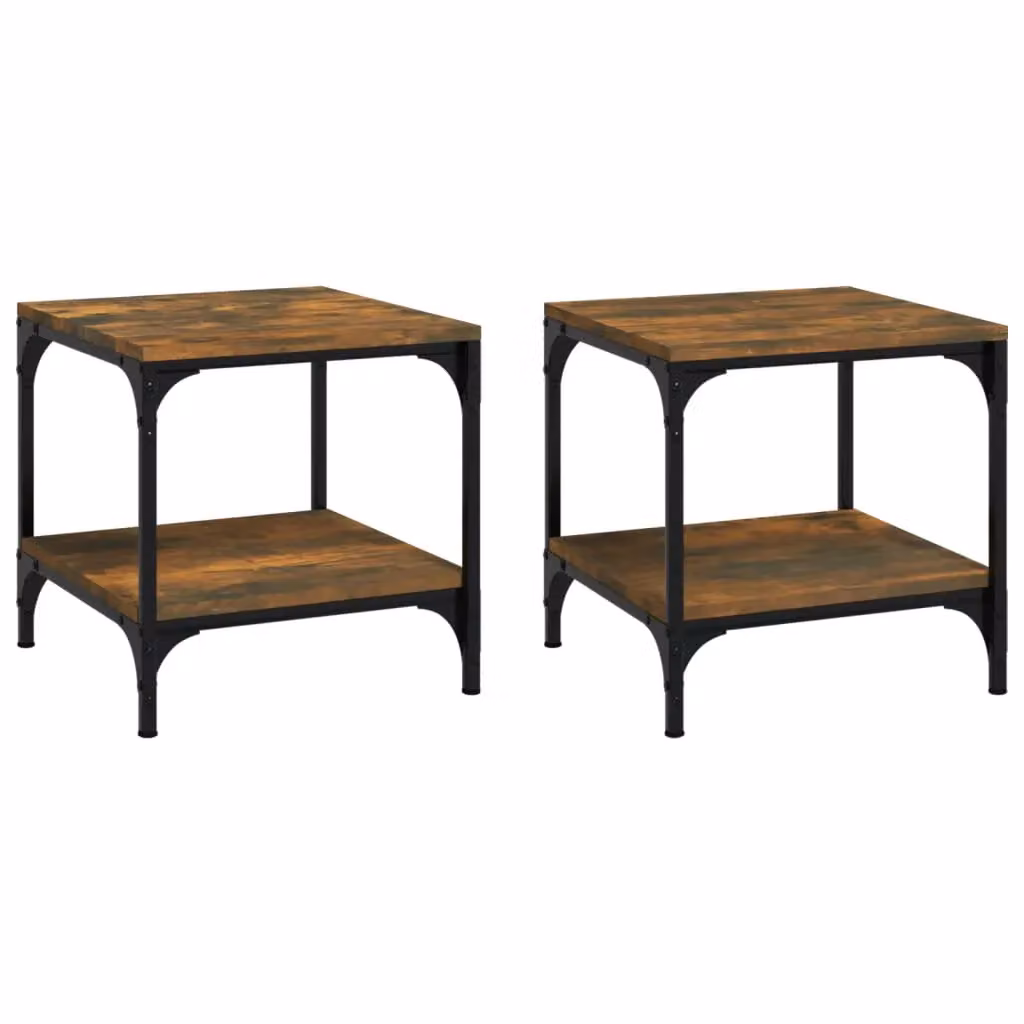 Berkfield Home Set of 2 Smoked Oak Side Tables in Brown, W/D/H: 40 x 40 x 40 cm – 2
