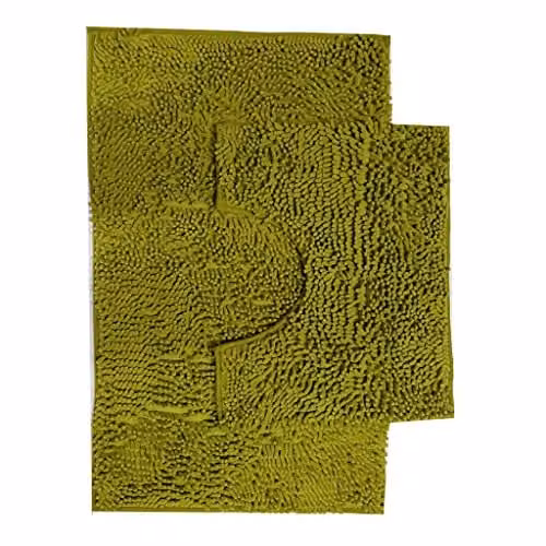 Gaveno Cavailia Green Chenille Microfibre Non-Slip Bath Mat, W: 80 cm, D: 50 cm – 1