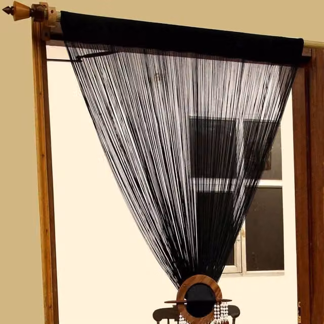 Homescapes Black Polyester String Curtain – 1