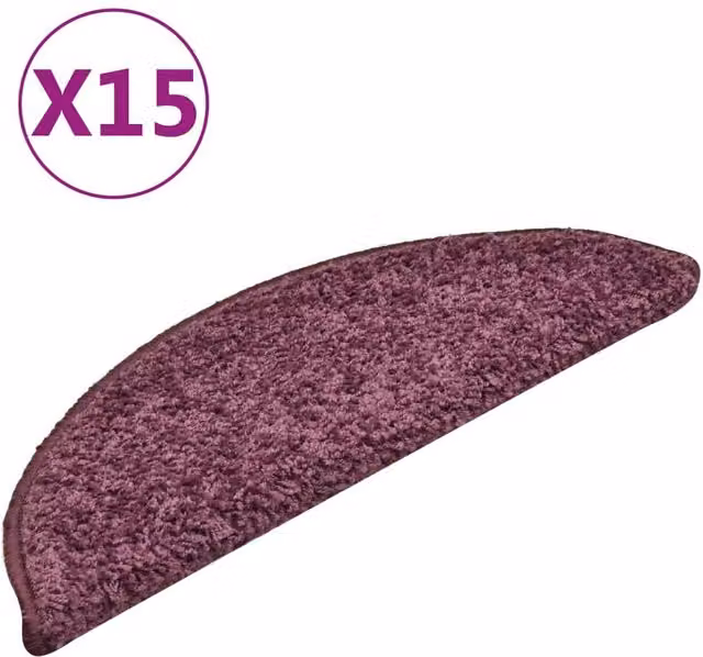 Berkfield Home Self-Adhesive Carpet Stair Treads, 15 Pieces, Dark Purple, W: 56 cm, D: 17 cm, H: 3 cm