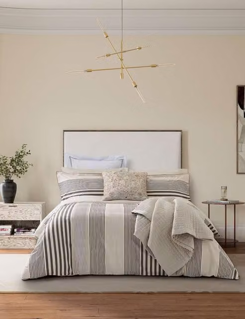 Bedeck of Belfast Alba Striped Pure Cotton Percale Bedding Set, Anthracite and Grey, W: 140 cm, L: 200 cm
