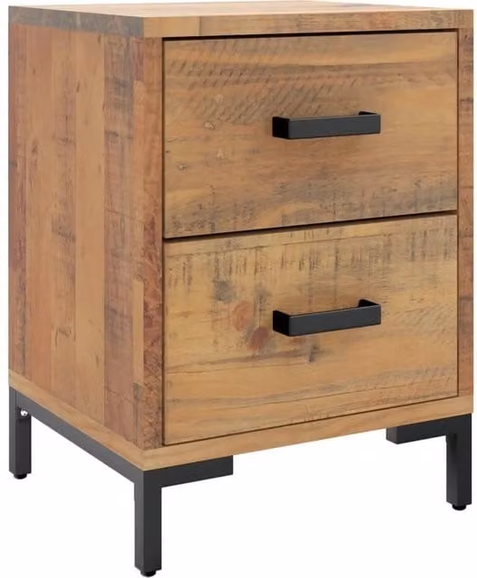 Berkfield Home Vintage Brown Solid Pinewood Bedside Cabinet W/D/H: 36 x 30 x 45 cm