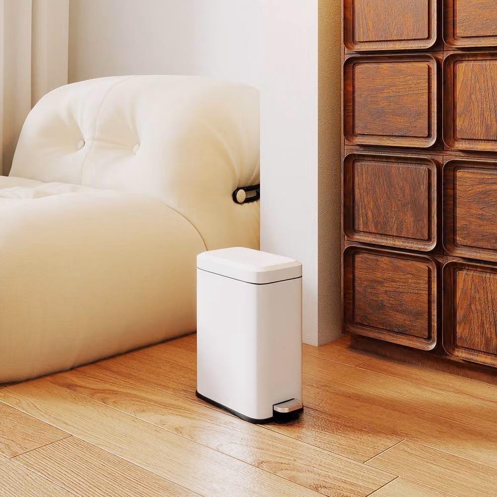 STILVORA 5L White Pedal Bin with Removable Inner Bucket and Soft Close Mechanism – 6