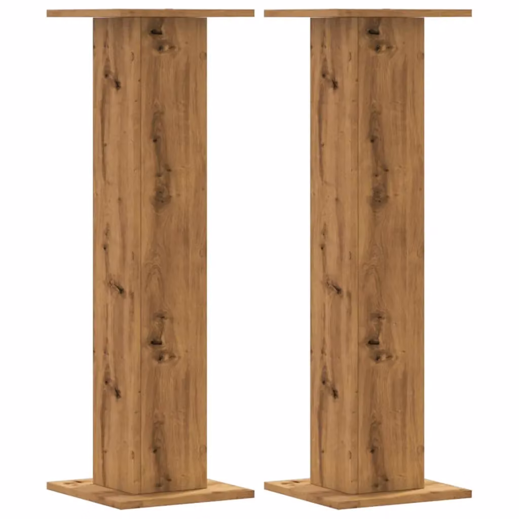Berkfield Home Set of 2 Artisan Oak Plant Stands in Brown, W/D/H: 30 x 30 x 95 cm – 2