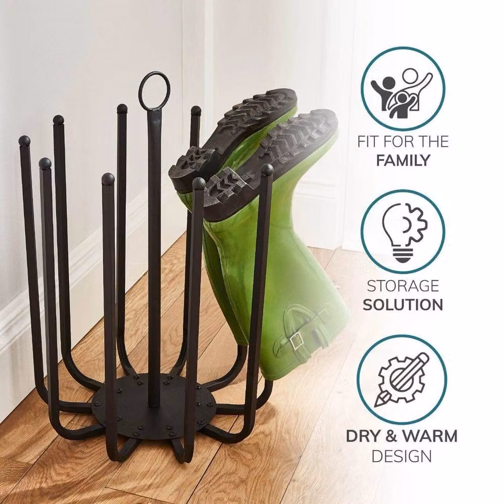 Kelvenix Black Metal Welly Holder Stand for 5 Pairs of Shoes – 3