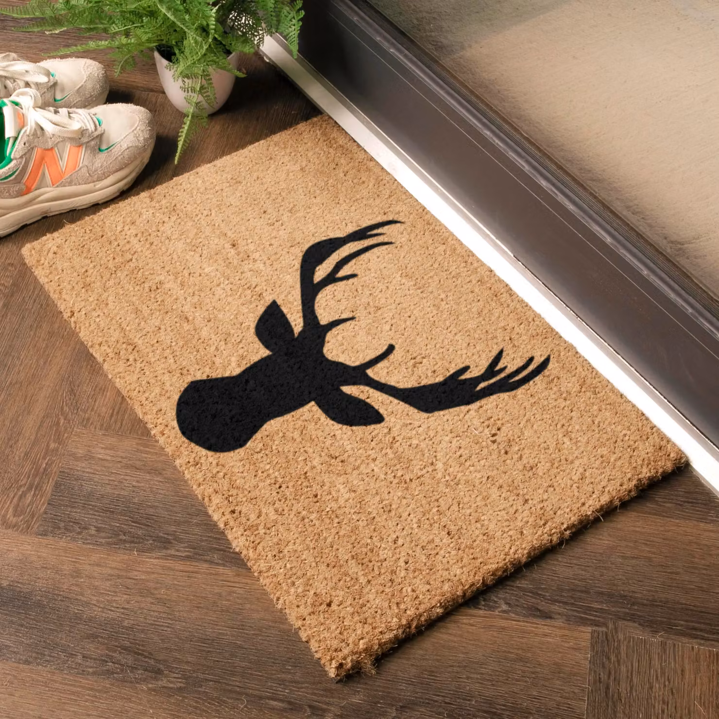 Artsy Mats Stagshead Doormat in Black, Coir with Non-Slip Rubber Backing, W: 60 cm, D: 40 cm – 2