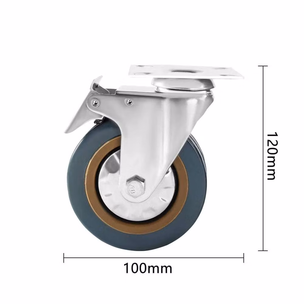 Kelvenix Set of 4 Heavy Duty 100mm Rubber Swivel Trolley Castors in Silver – 2