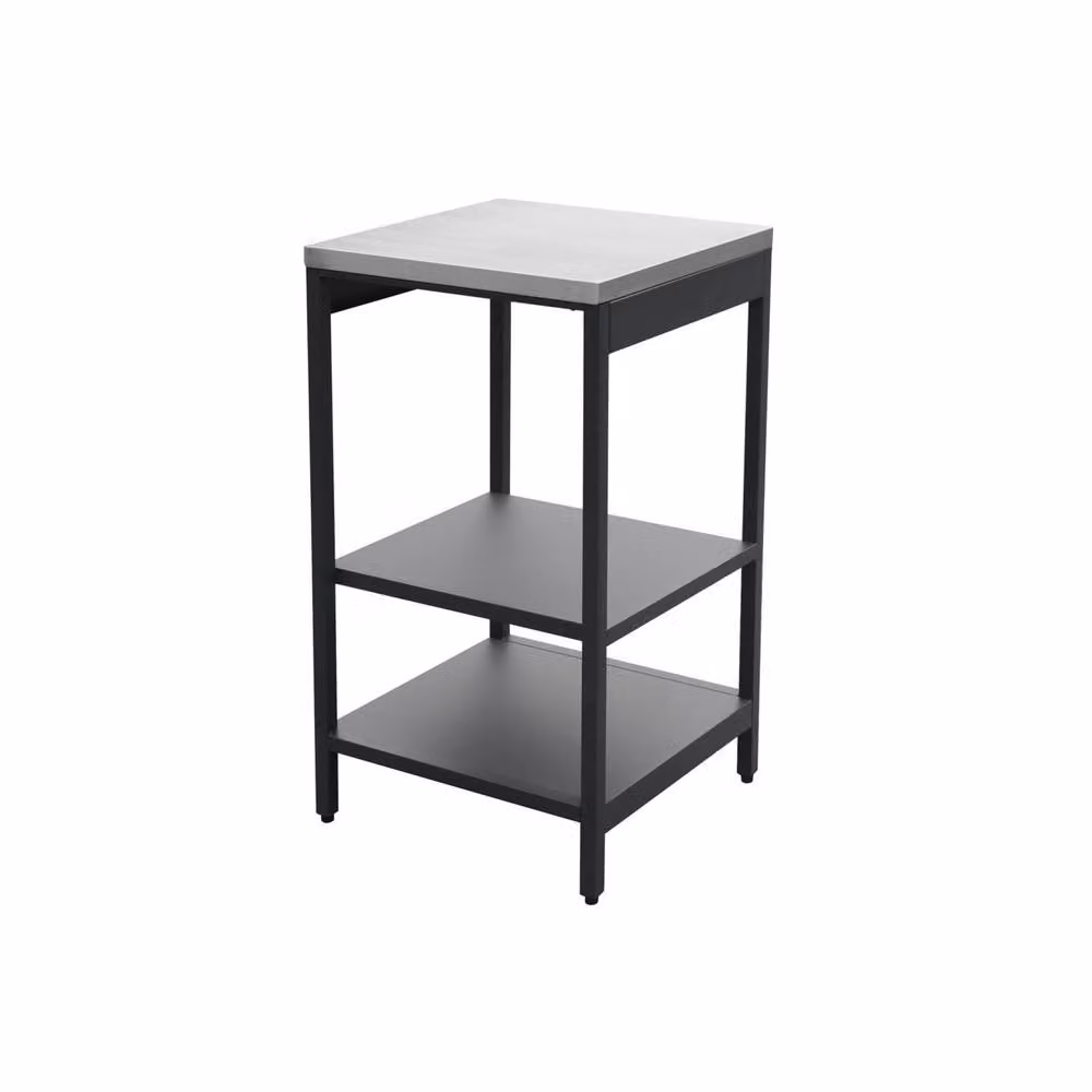 sweeek Outdoor Steel Kitchen with 2 Shelves, Black, W: 49 cm, H: 87.5 cm, D: 49 cm – 2