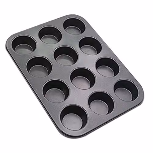 KAV Non Stick 12 Cup Muffin Tray Mould in Black Carbon Steel, W/D/H: 33 x 26.5 x 3 cm – 3
