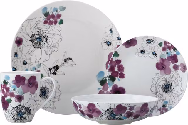 Maxwell & Williams Viola 16 Piece Porcelain Dinner Set in White – 1