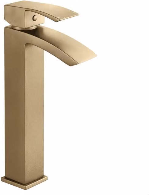 Balterley Square Tall Single Lever Basin Tap, Brushed Brass, W: 5.2 cm, D: 30.7 cm, H: 13.9 cm