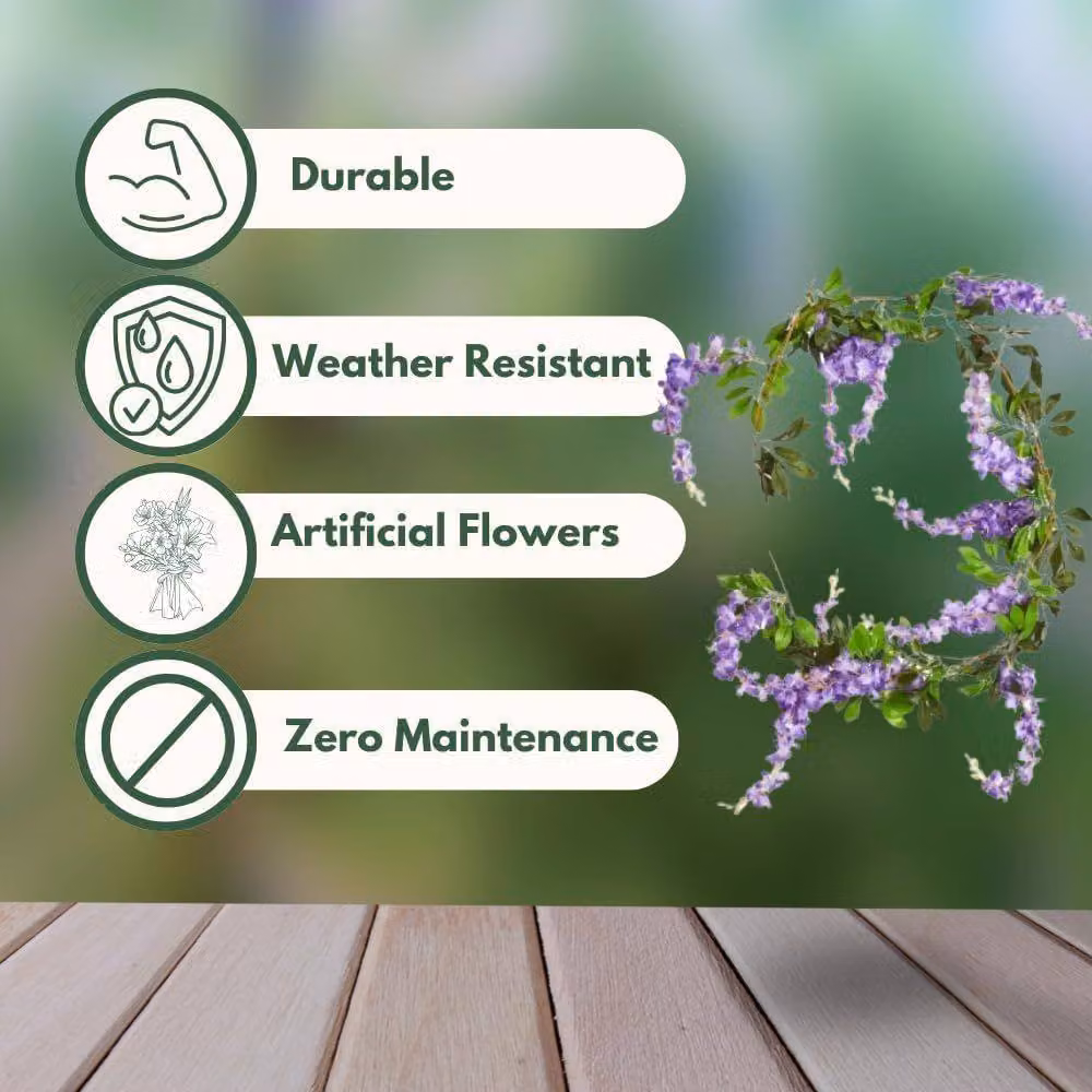 Marco Paul Purple Wisteria Artificial Hanging Garden Garland, Length: 180 cm – 4
