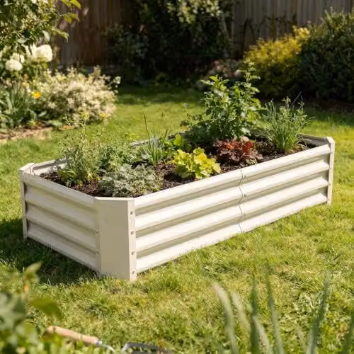 Harbour Housewares Ivory Galvanised Steel Raised Garden Bed, W: 180 cm, D: 90 cm, H: 30 cm – 2