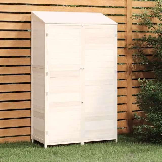 Berkfield Home White Pent Garden Shed in Solid Wood, W/D/H: 102 x 52 x 174.5 cm – 1