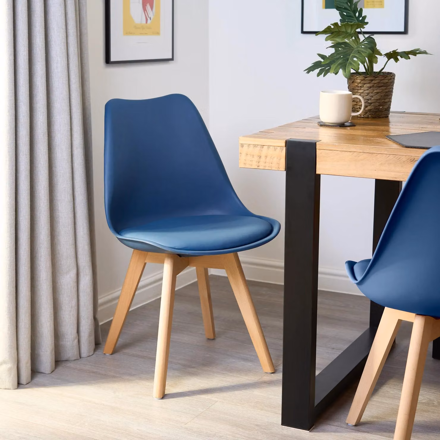 Bravich LTD Rocco Tulip Dining Chair Set of 2 in Navy Blue Synthetic Leather – 2