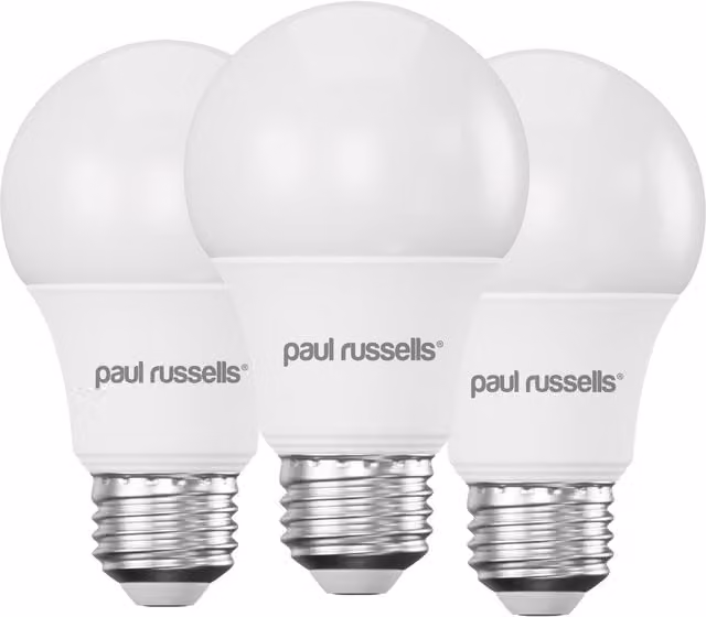 Paul Russell Dimmable LED Globe Bulb, E27, 8.5W (60W Equivalent), Warm White, Pack of 3