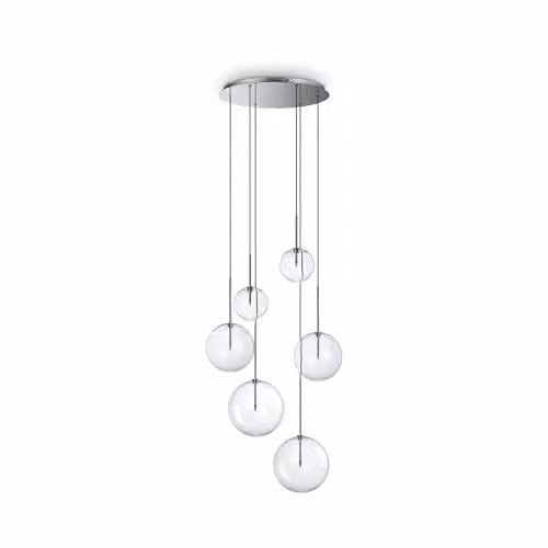 Netlighting Equinoxe 6 Light Cluster Pendant Ceiling Light in Chrome and Silver
