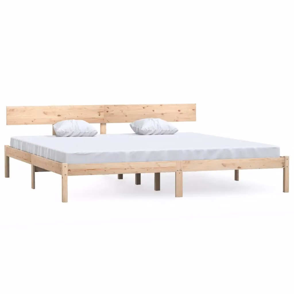 Berkfield Home Solid Wood Pine Bed Frame in Brown, 200 x 200 cm – 2