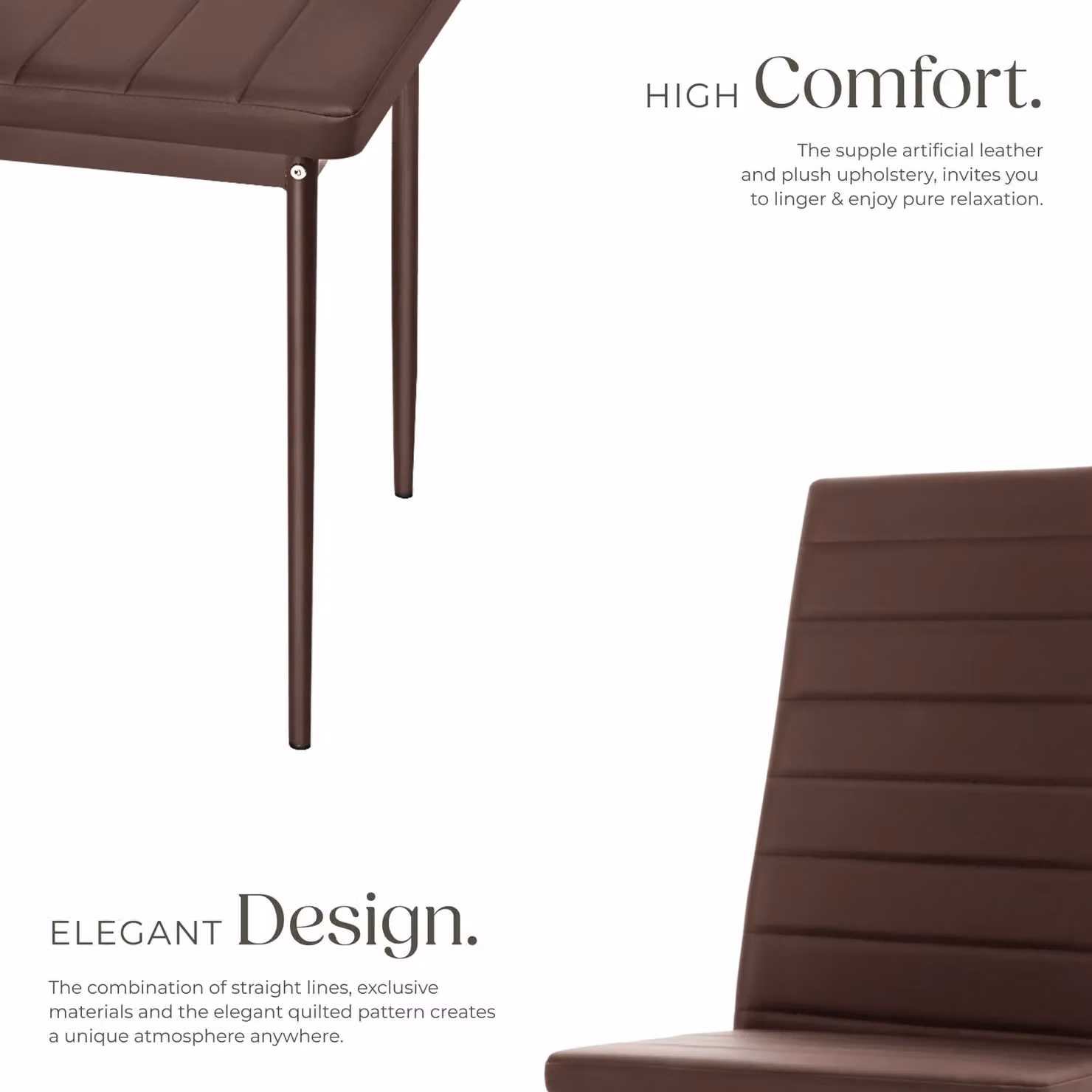 tectake Thomas Set of 6 Dining Chairs in Brown Cappuccino Synthetic Leather – 3