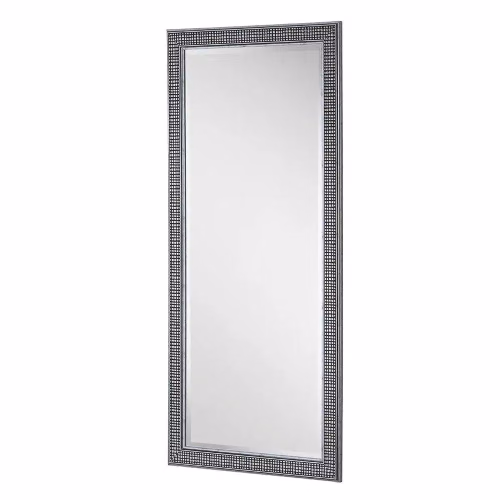 Yearn Mirrors Cobble Framed Full Length Rectangular Wall Mirror in Silver, H 166.5 x W 75 cm – 2
