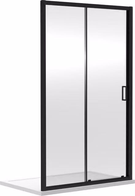 Balterley Reversible Sliding Shower Door with 6mm Toughened Safety Glass, Black, W: 100 cm, H: 185 cm – 1