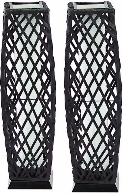 Havendro 2-Pack Solar Rattan Lanterns in Black with Warm White Light and Dusk Sensor, IP44 Rated