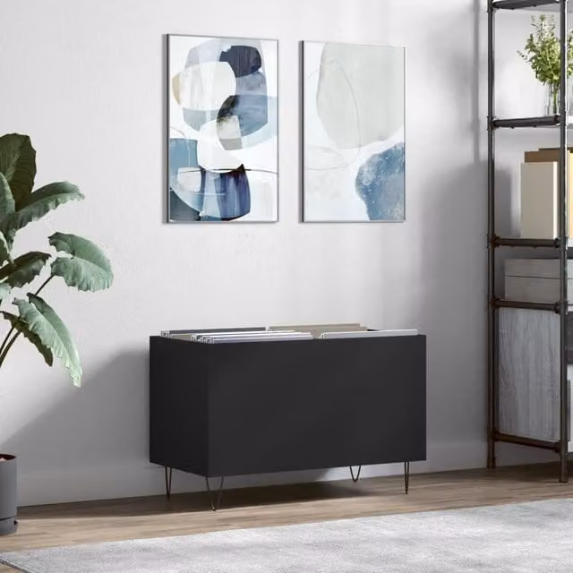 Berkfield Home Industrial Record Cabinet in Black, W: 74.5 cm, D: 38 cm, H: 48 cm – 1