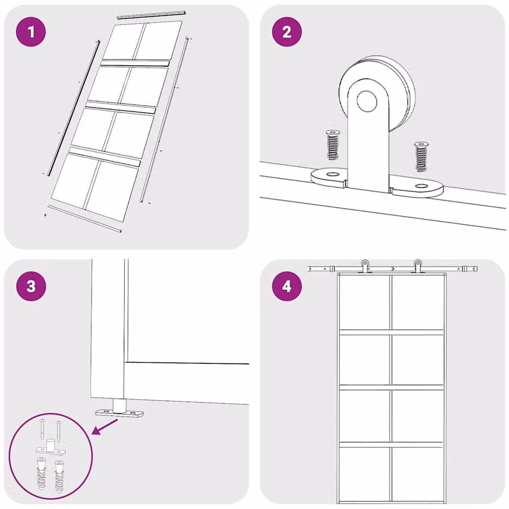 Berkfield Home Black Sliding Door with Transparent Tempered Glass and Aluminium, W: 102.5 cm, H: 205 cm – 3