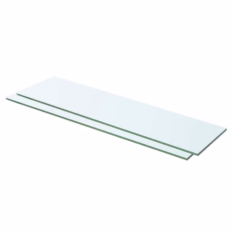 Berkfield Home Wall Mounted Glass Shelves, 2 Pack, Clear, W: 60 cm, D: 12 cm