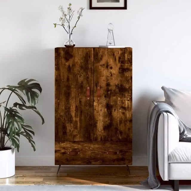 Berkfield Home Modern Highboard in Smoked Oak, Brown, W/D/H: 69.5 x 31 x 115 cm