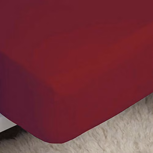 Belledorm Red Superking Easycare Percale Fitted Sheet, 200 Thread Count, 50% Cotton 50% Polyester