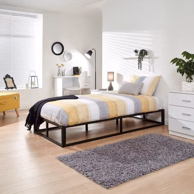 GFW Modern Metal Platform Bed Frame in Black, W/D/H: 90 x 190 cm – 1