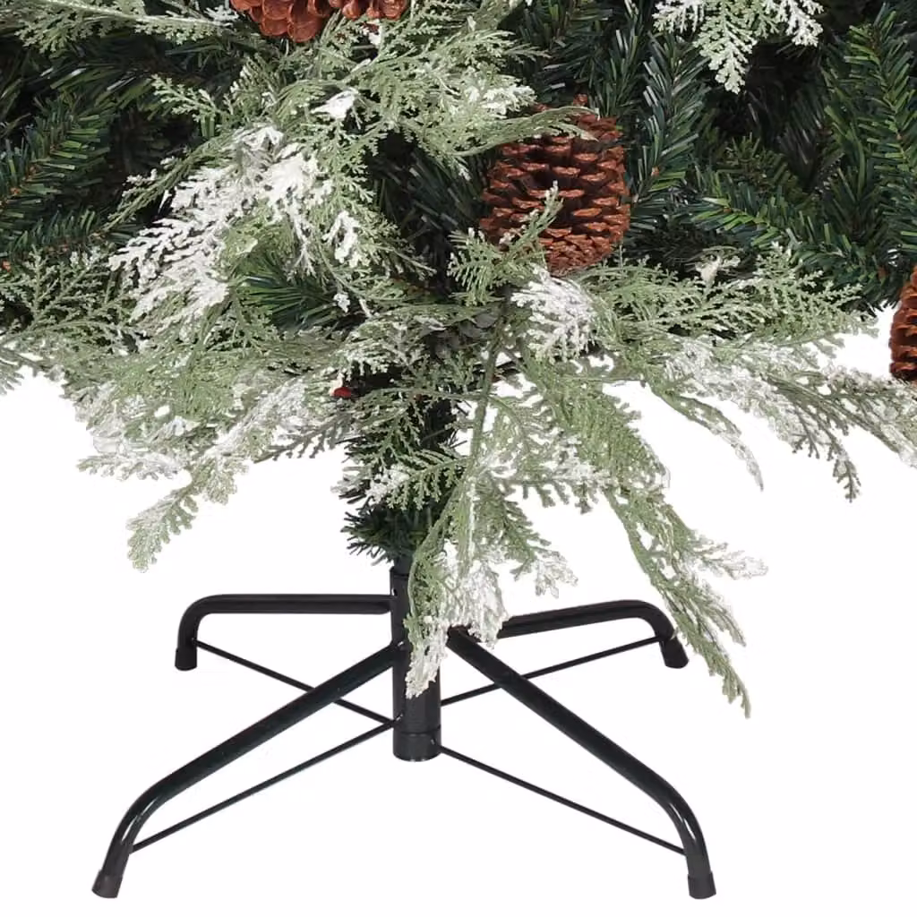 Berkfield Home Pre-lit Christmas Tree with Pine Cones in Green and White, Height: 195 cm – 4