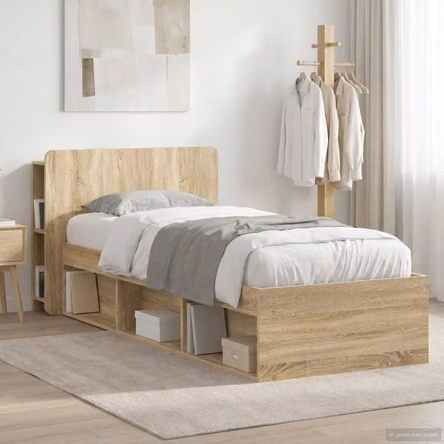 Berkfield Home Modern Bed Frame with Storage Drawers in Sonoma Oak Brown, W/D/H: 190 x 75 x 80 cm