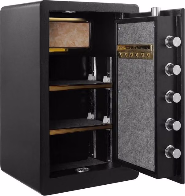 NESTLUNE High Security Steel Home Safe with Key, Black, 73L