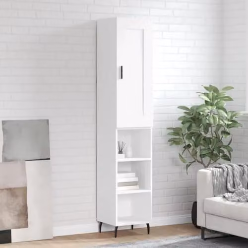 vidaXL Modern White Highboard with Hinged Doors and Internal Shelves, W/D/H: 34.5 x 34 x 180 cm – 2