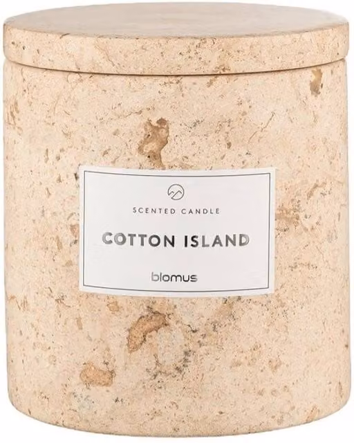Blomus FRABLI Cotton Island Scented Candle L in Travertin Beige with Fresh Floral Fragrance