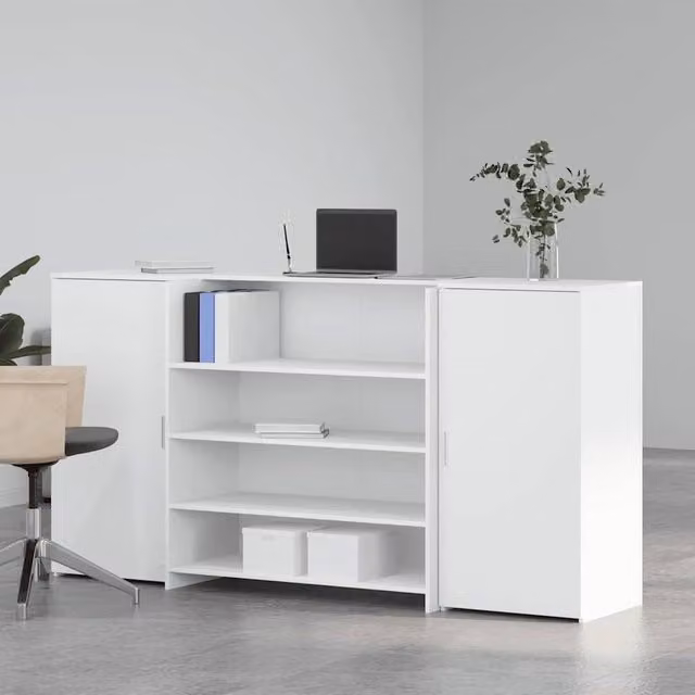 Berkfield Home White Matt Reception Desk W/D/H: 200 x 50 x 103.5 cm