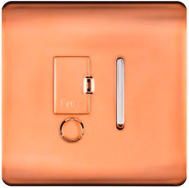 Trendi Switch Art-FSCPR Single 13 A Fused Spur Connection Unit with Flex Outlet in Copper