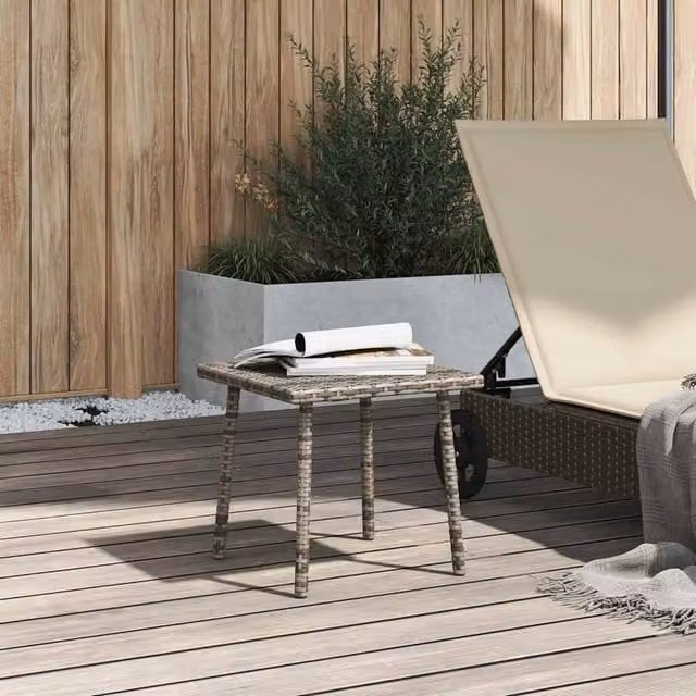 Berkfield Home Beautiful Garden Rectangular Coffee Table in Grey Poly Rattan and Steel, W/D/H: 40 x 40 x 37 cm – 1