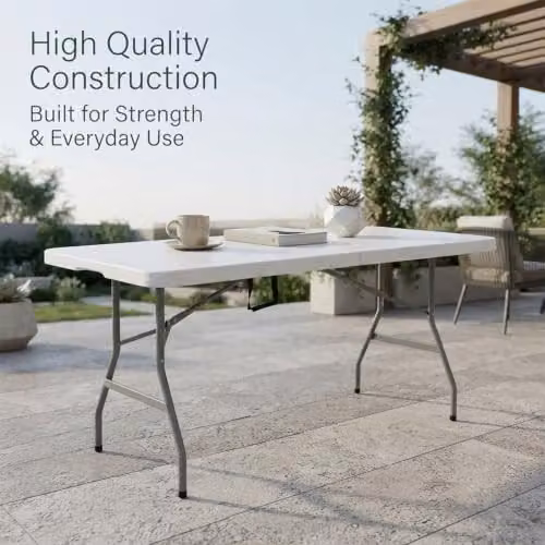 Alivio Heavy Duty Folding Trestle Table, White, W/D/H: 180 x 70 x 74 cm – 3