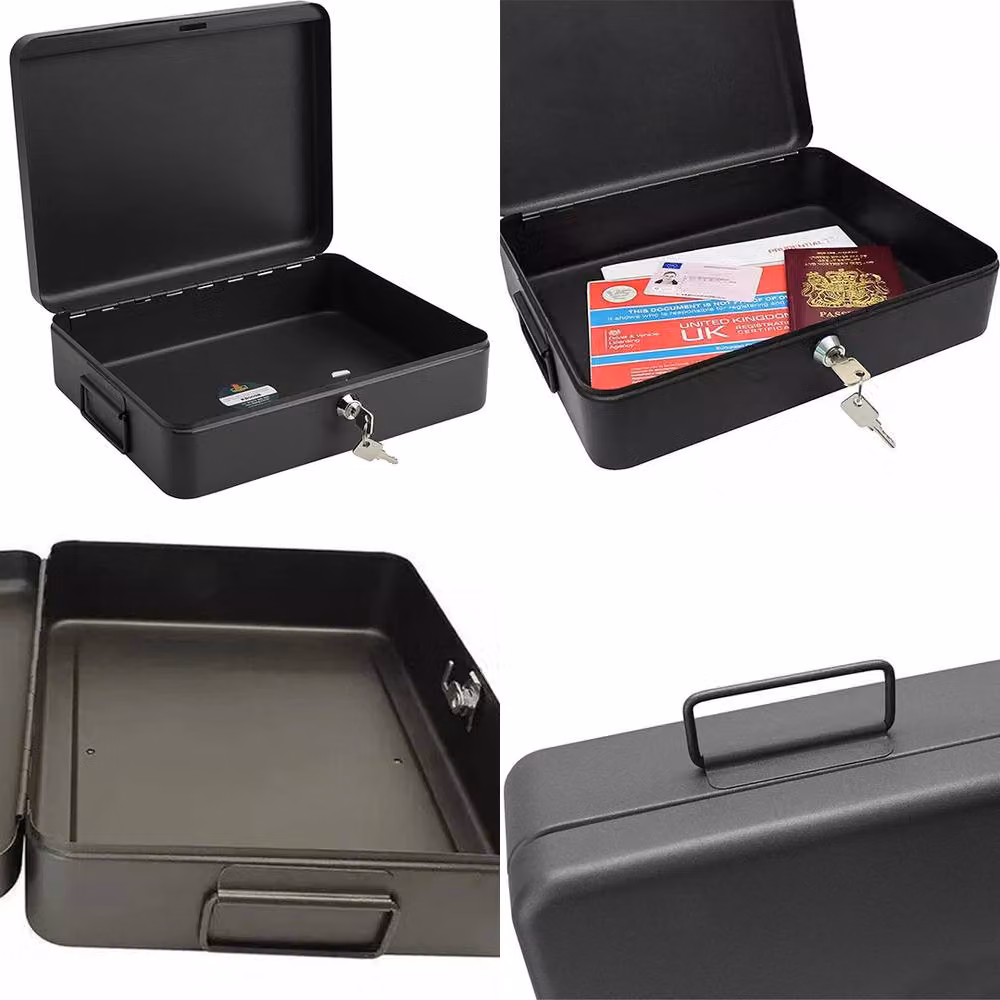 Ventryn Large Fireproof Steel Security Lock Box in Black for Storing Cash and Keys – 3
