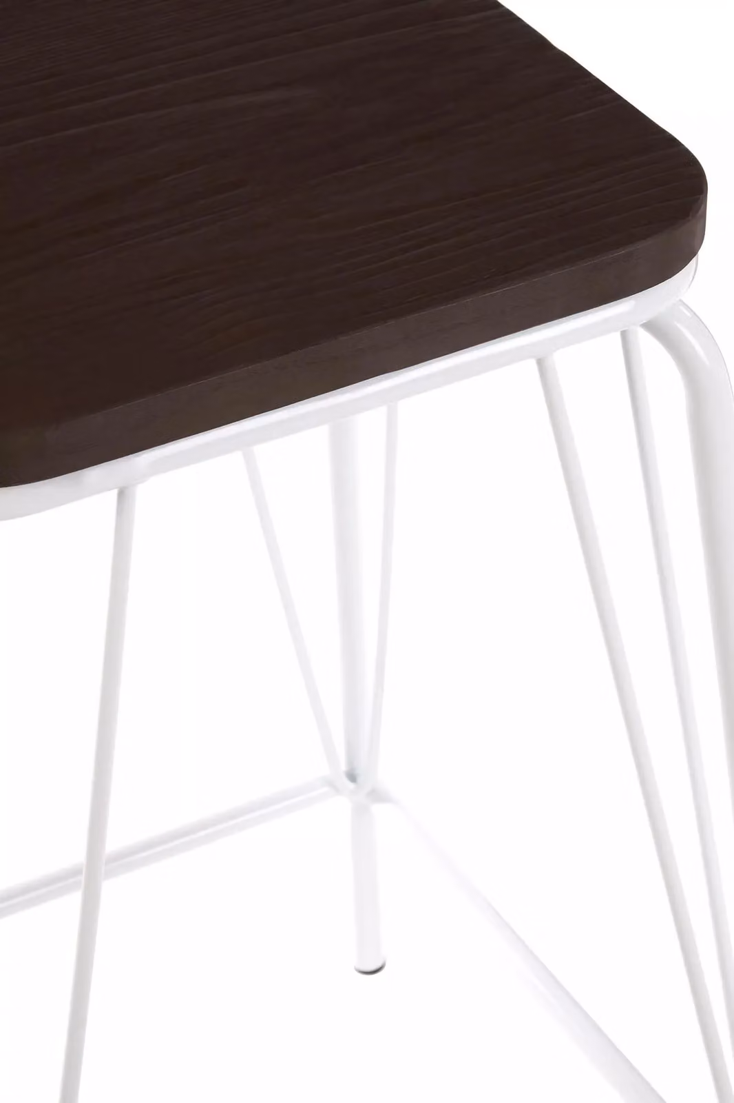 Orsina Industrial Metal and Elm Wood Stool in White and Silver – 4