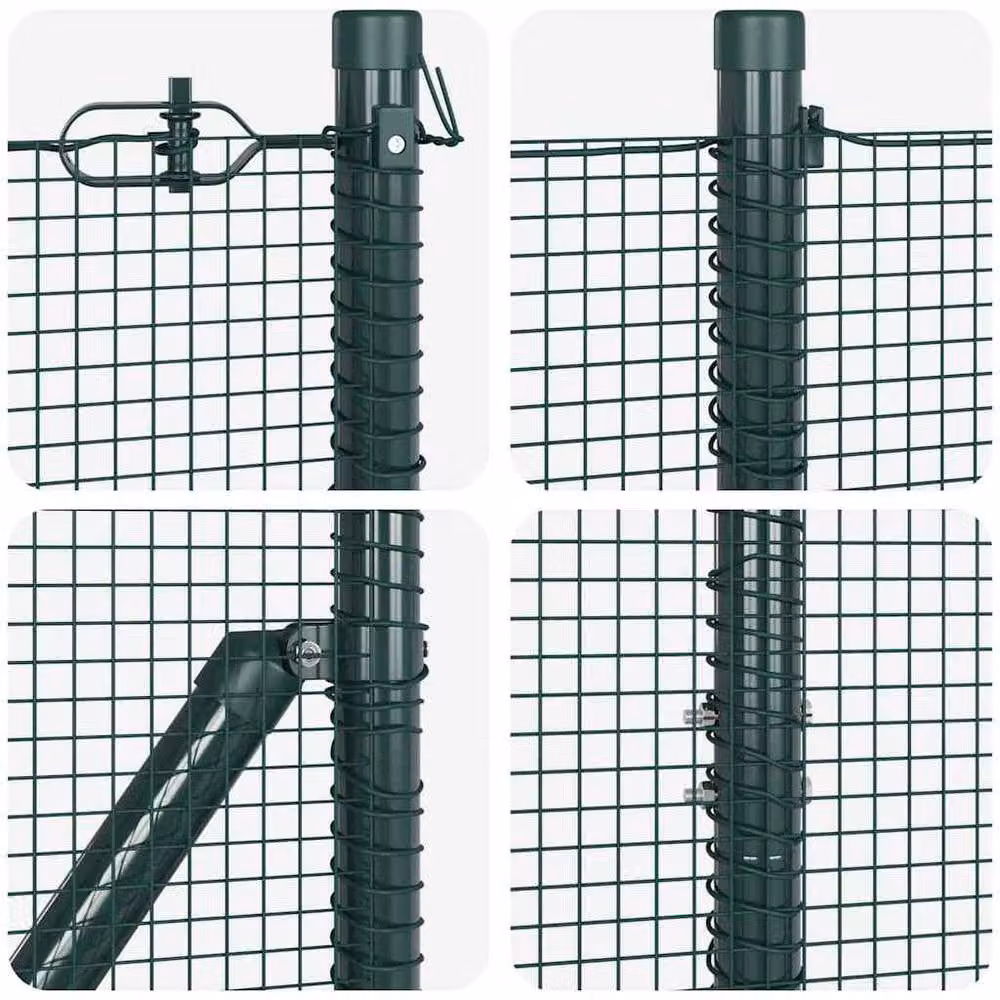 Berkfield Home Green PVC-Coated Steel Welded Wire Fence with 13 Posts, H: 120 cm, L: 50 m – 4