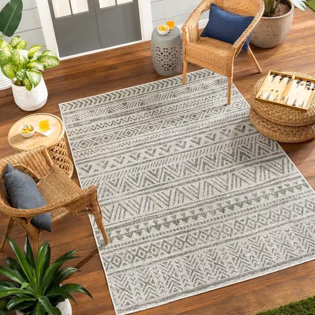 Livabliss Aegean Global Round In- & Outdoor Rug in Green, Diameter: 160 cm – 1