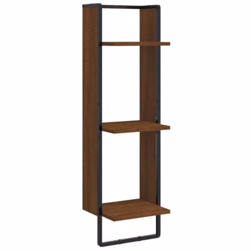 vidaXL 3-Tier Wall Mounted Shelf, Brown, W/D/H: 30 x 25 x 100 cm