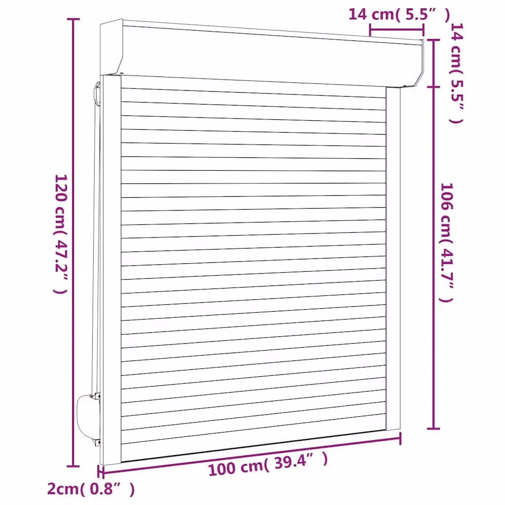 Berkfield Home Manual Aluminium Roller Shutter, Anthracite, W: 100 cm, H: 120 cm – 4