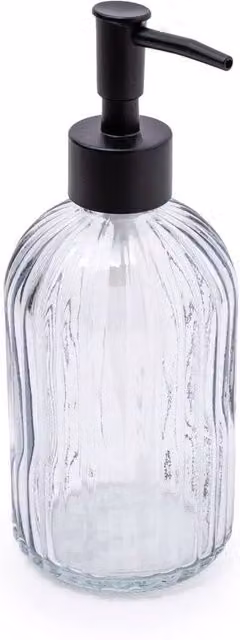 Candlelight Apothecary Glass Soap Dispenser with Black Pump in Grey