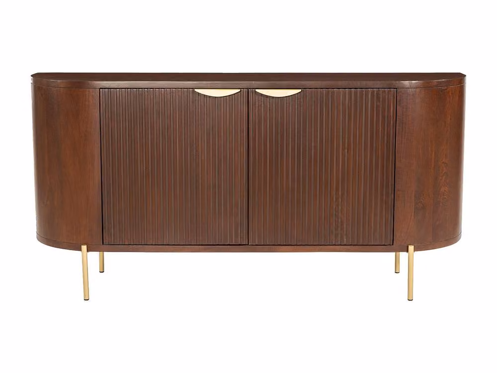 Vente-unique Mango Wood and Metal Sideboard with 2 Doors, Brown and Gold – 2